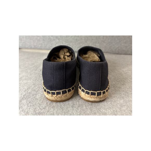 Tory Burch Seahorse Espadrilles Navy Canvas Jute Slip-On Flats Size 6.5 - Picture 3 of 7